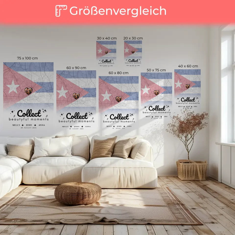 Personalisierte Leinwand Freundinnen Kuba Stadtkarte Foto Collect Beautiful Moments