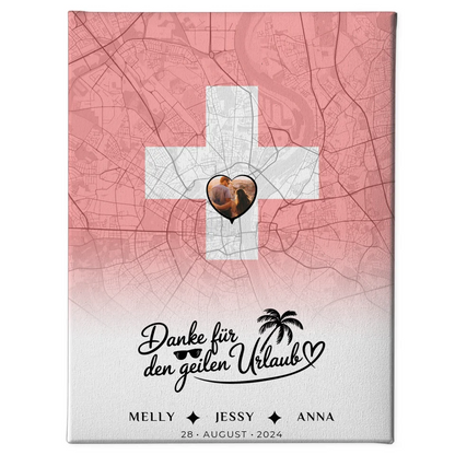 Personalisiertes Leinwand Foto Stadtkarte für Schwester Danke Schweiz 1