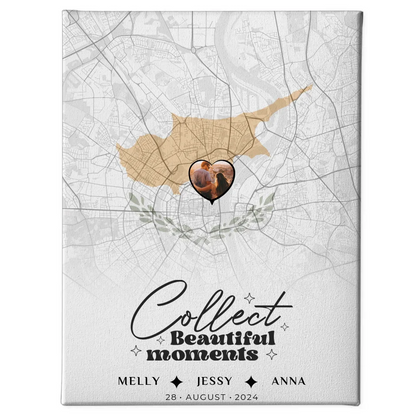 Personalisierte Leinwand Freundinnen Zypern Stadtkarte Foto 1