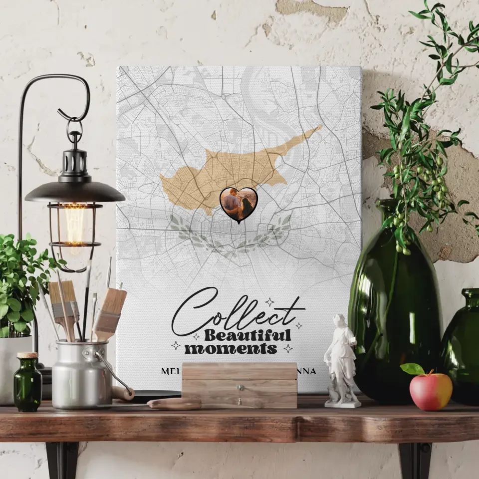 Personalisierte Leinwand Freundinnen Zypern Stadtkarte Foto 3