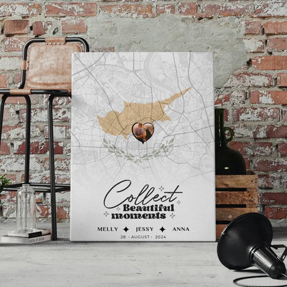 Personalisierte Leinwand Freundinnen Zypern Stadtkarte Foto 4