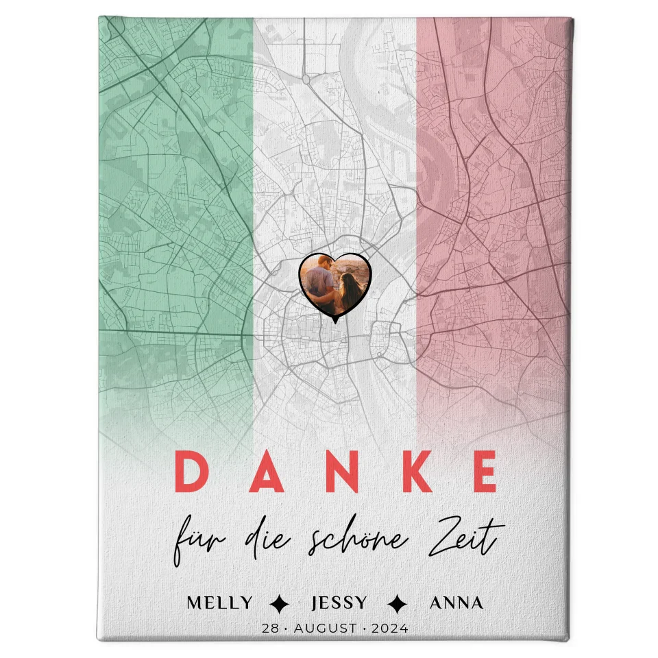 Personalisierte Leinwand Freundinnen Stadtkarte Italien Danke 1