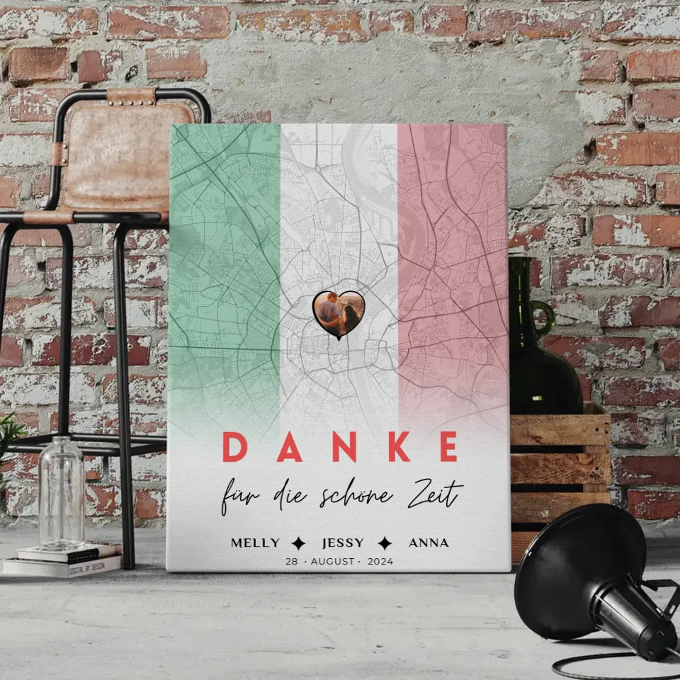Personalisierte Leinwand Freundinnen Stadtkarte Italien Danke 4
