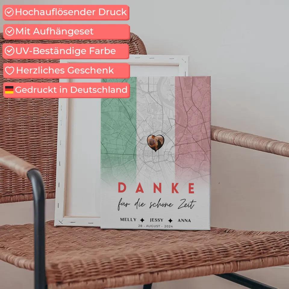 Personalisierte Leinwand Freundinnen Stadtkarte Italien Danke 5