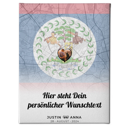 Personalisierte Leinwand Paare Stadtkarte Foto Belize eigener Wunschtext 1