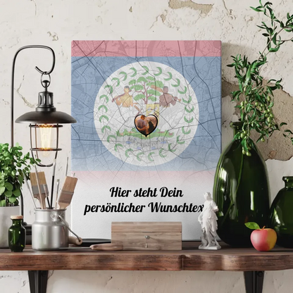 Personalisierte Leinwand Paare Stadtkarte Foto Belize eigener Wunschtext 3