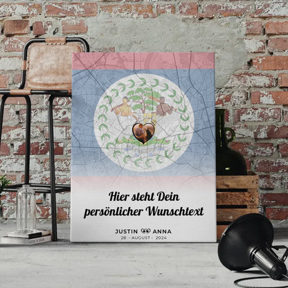 Personalisierte Leinwand Paare Stadtkarte Foto Belize eigener Wunschtext 4