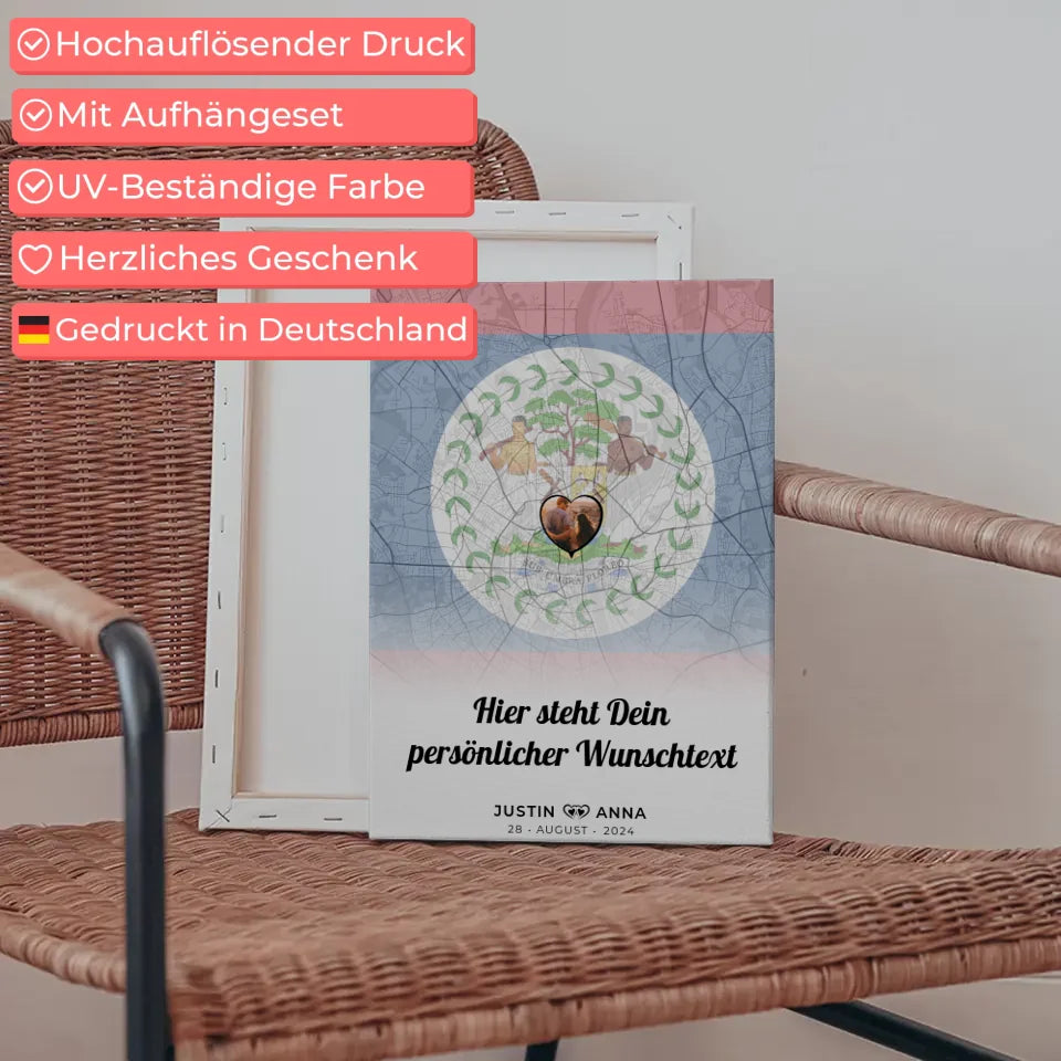 Personalisierte Leinwand Paare Stadtkarte Foto Belize eigener Wunschtext 5