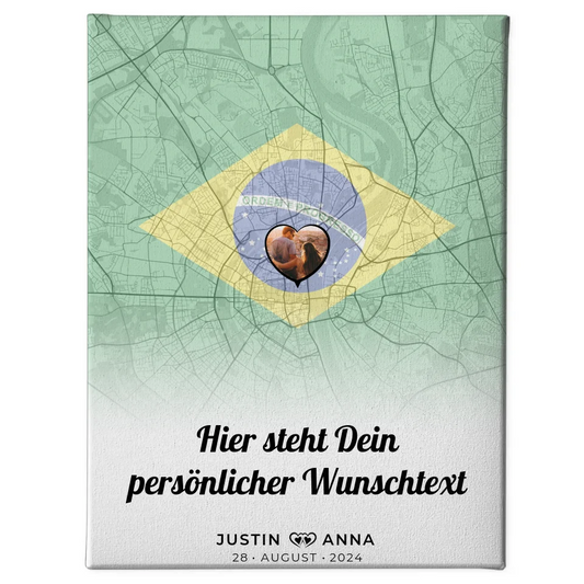 Personalisierte Leinwand Paare Stadtkarte Brasilien Foto eigener Wunschtext