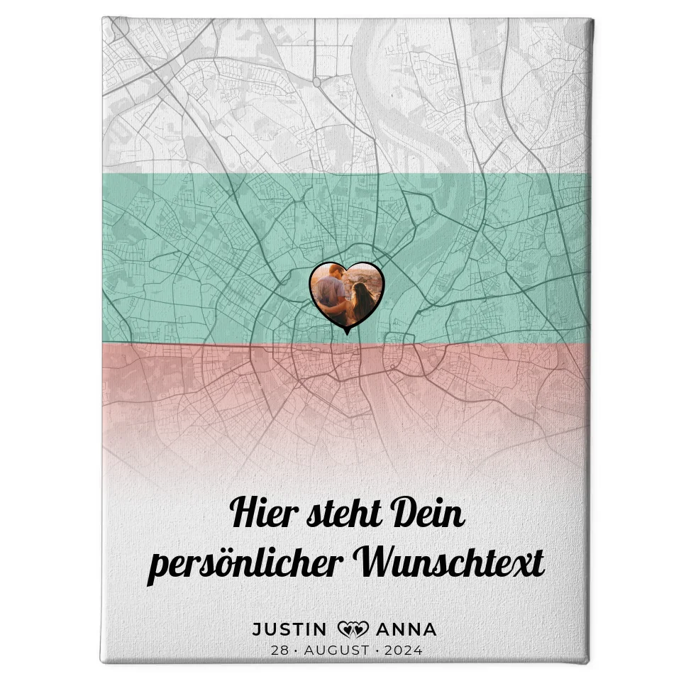 Personalisierte Leinwand Paare Stadtkarte Foto Bulgarien Wunschtext 1