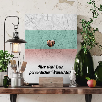 Personalisierte Leinwand Paare Stadtkarte Foto Bulgarien Wunschtext 3
