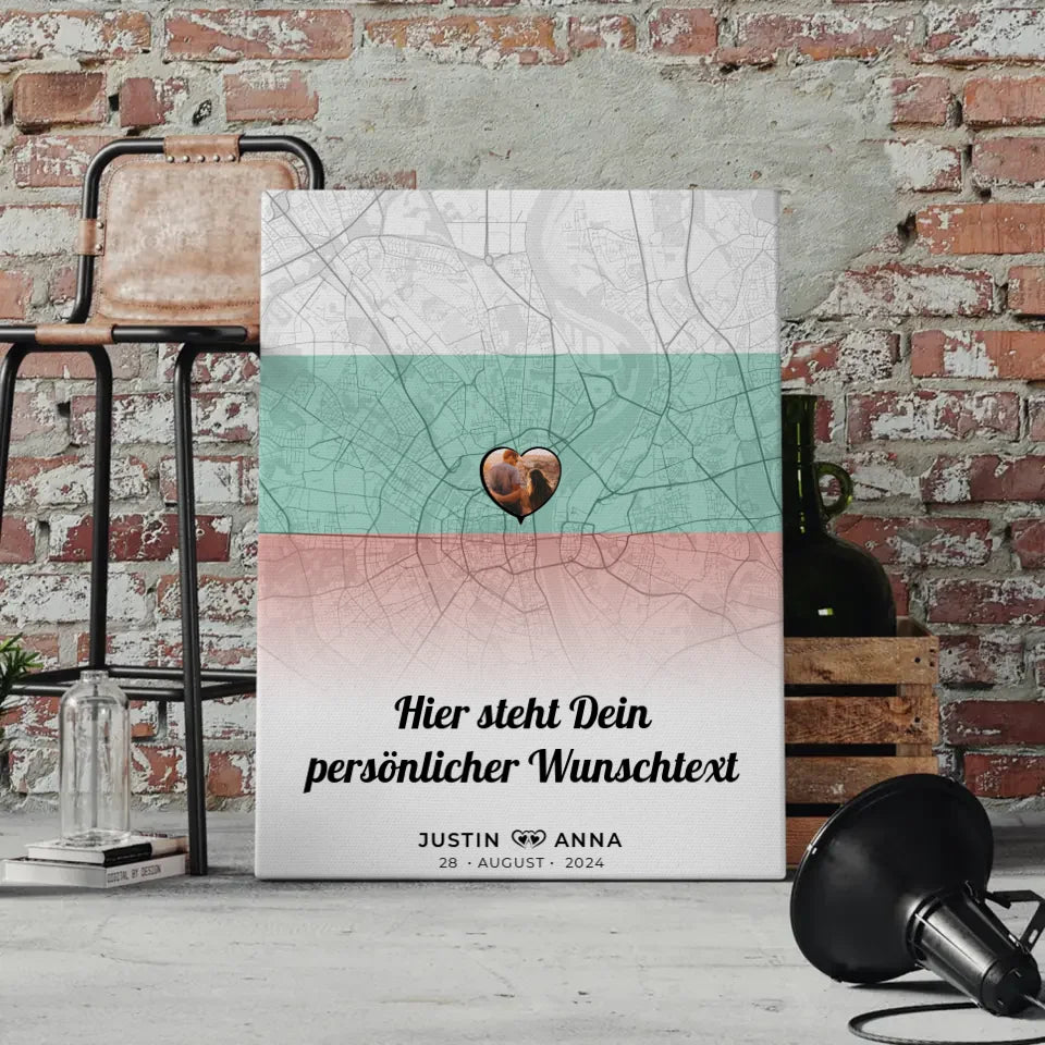 Personalisierte Leinwand Paare Stadtkarte Foto Bulgarien Wunschtext 4