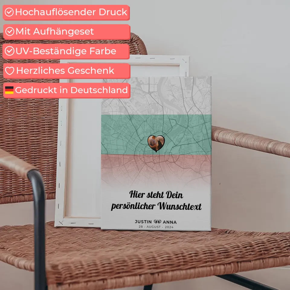 Personalisierte Leinwand Paare Stadtkarte Foto Bulgarien Wunschtext 5