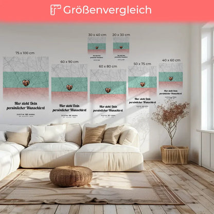 Personalisierte Leinwand Paare Stadtkarte Foto Bulgarien Wunschtext 6