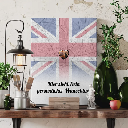 Personalisierte Leinwand für Paare Stadtkarte Foto England