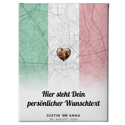 Personalisierte Leinwand Paare Stadtkarte Foto Italien Wunschtext