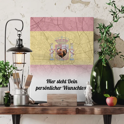 Personalisierte Leinwand Paare Stadtkarte Foto Spanien Wunschtext