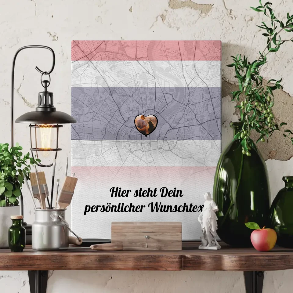 Personalisierte Leinwand Paare Stadtkarte Foto Thailand Eigener Wunschtext