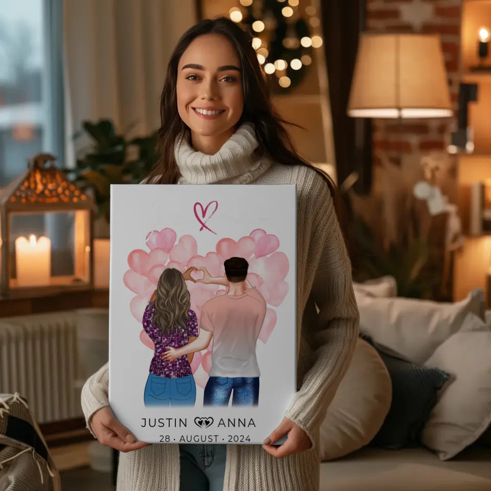 Personalisierte Leinwand für Paare Figuren You & Me für Verliebte 2