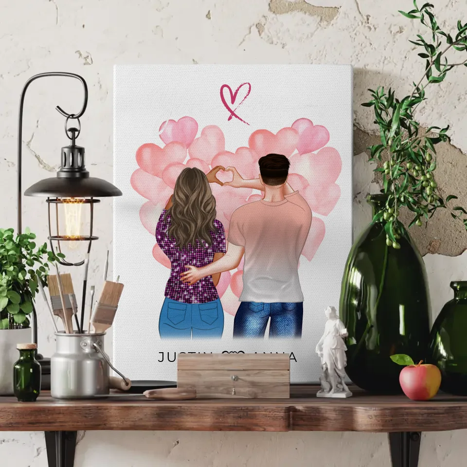 Personalisierte Leinwand für Paare Figuren You & Me für Verliebte 3