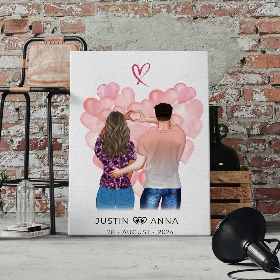 Personalisierte Leinwand für Paare Figuren You & Me für Verliebte 4