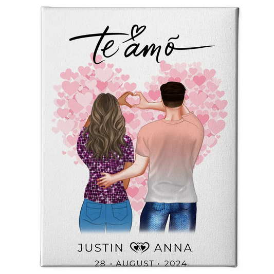 Personalisierte Leinwand Te Amo für Paare mit Namen Figuren 1