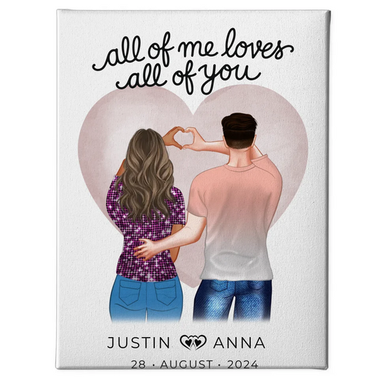 Personalisierte Leinwand Paare Figuren All Of Me Loves All Of You Verliebte mit Namen 1
