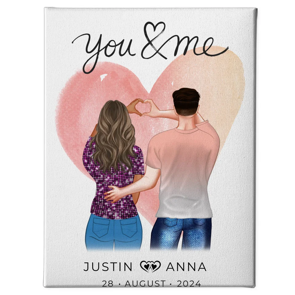 Personalisierte Leinwand für Paare Figuren You & Me Verliebte 1