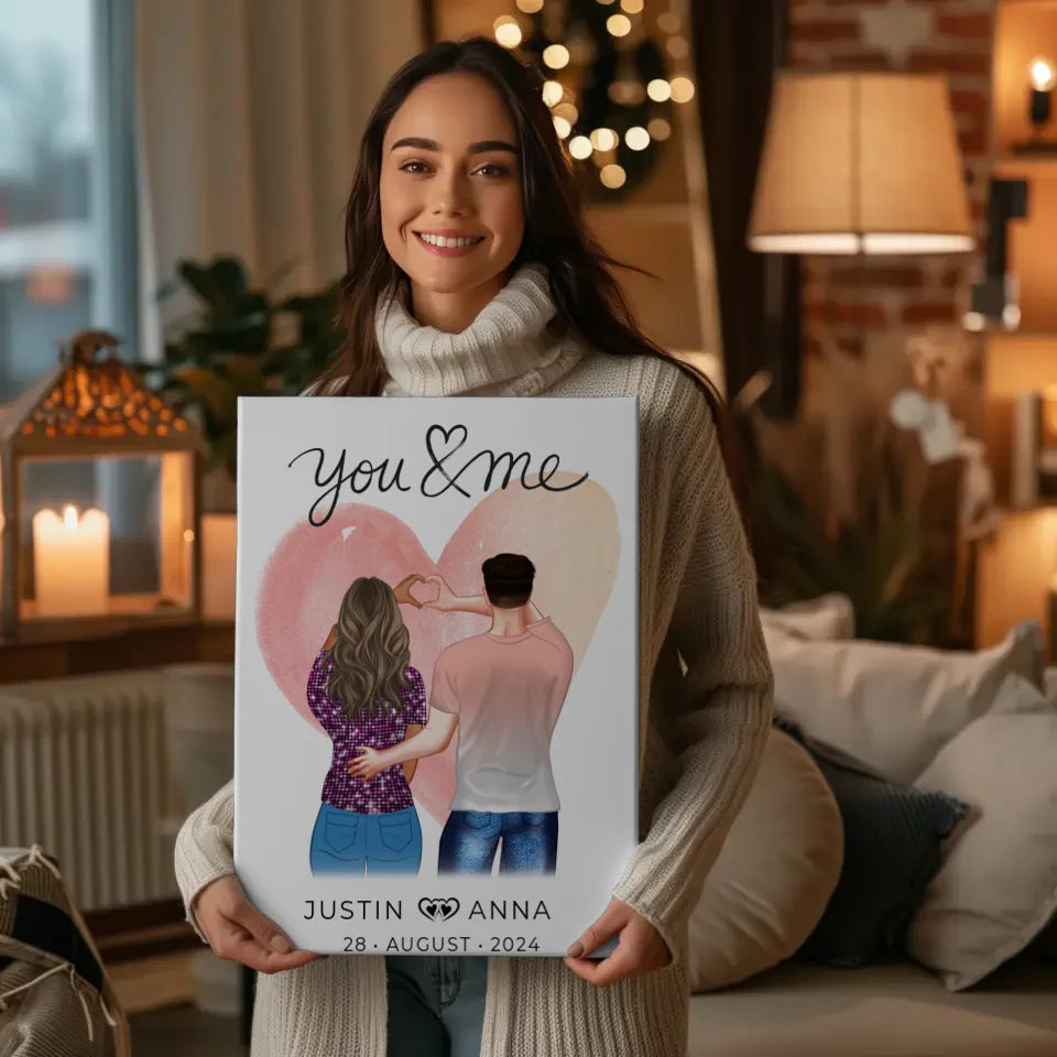 Personalisierte Leinwand für Paare Figuren You & Me Verliebte 2