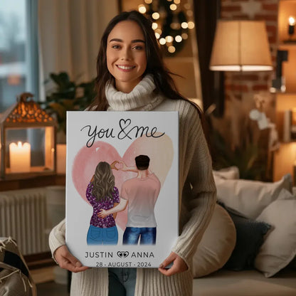 Personalisierte Leinwand für Paare Figuren You & Me Verliebte 2