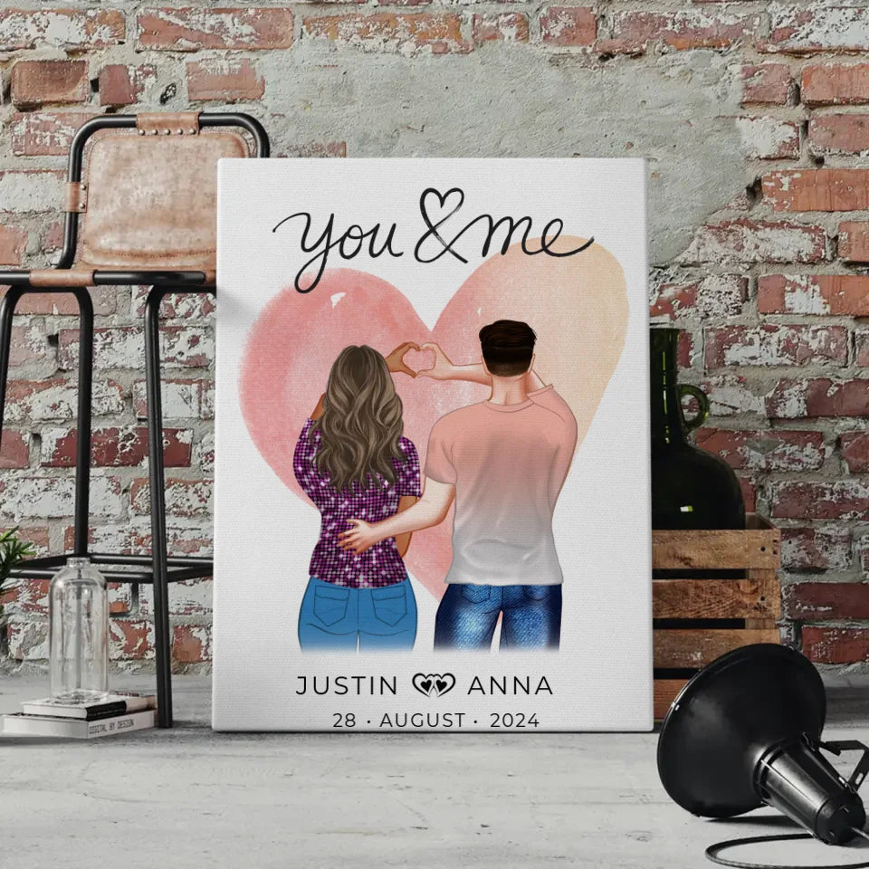 Personalisierte Leinwand für Paare Figuren You & Me Verliebte 4