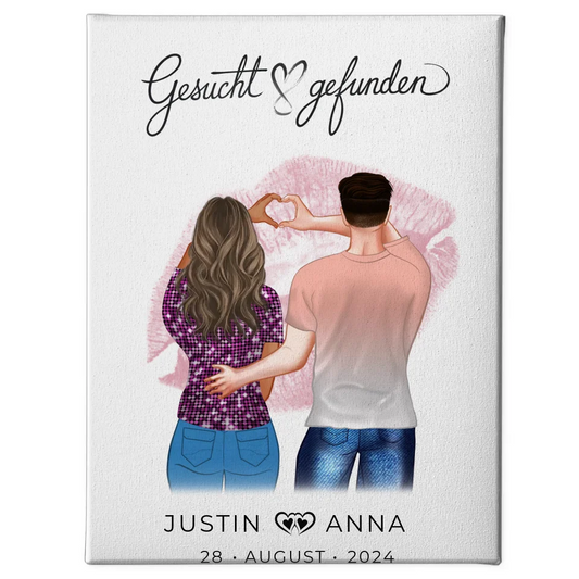 Personalisierte Leinwand für Paare mit Figuren und Namen Geschenk 1