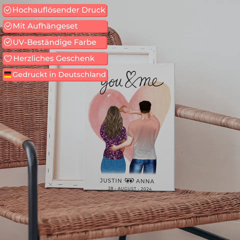 Personalisierte Leinwand für Paare Figuren You & Me Verliebte 5