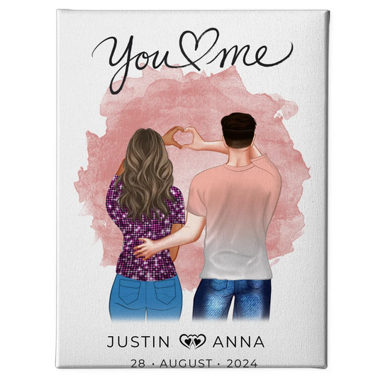 Personalisierte Leinwand für Paare Figuren You & Me Liebe 1