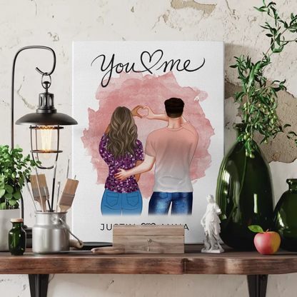 Personalisierte Leinwand für Paare Figuren You & Me Liebe