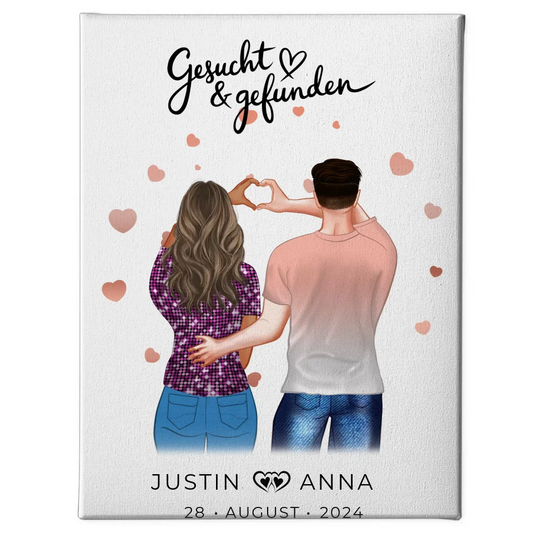 Personalisierte Leinwand für Paare mit Figuren und Namen 1