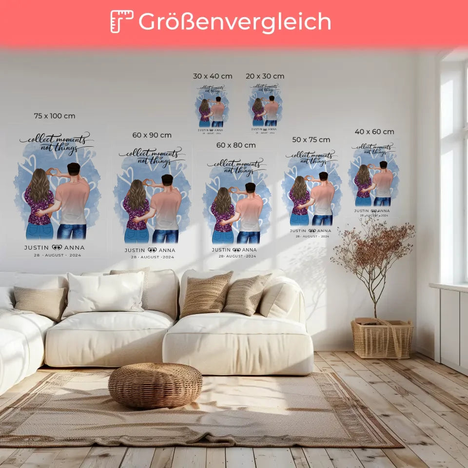 Personalisierte Leinwand Paare Figuren Verliebte mit Namen Collect Moments Not Things