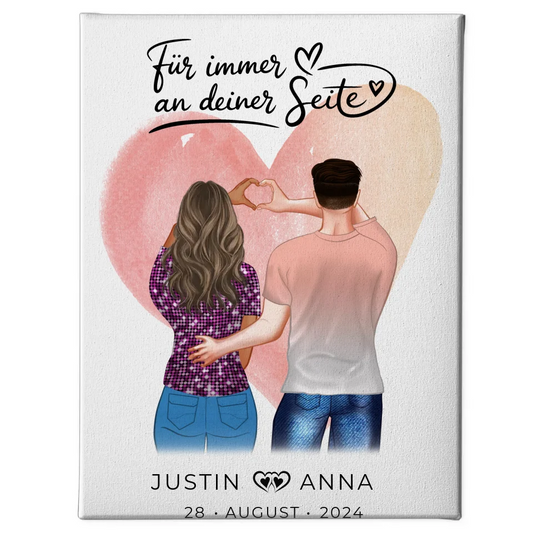 Personalisierte Leinwand für Paare mit Figuren Für Immer An Deiner Seite 1