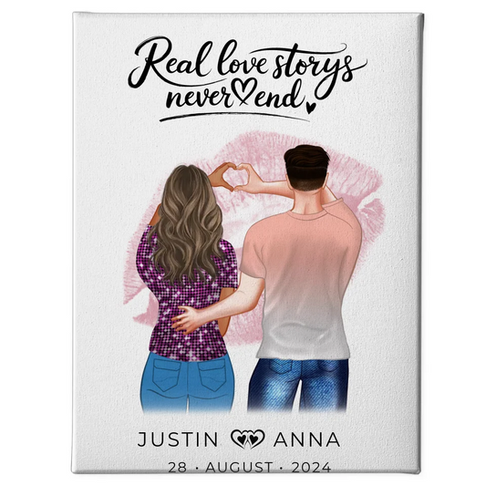 Personalisiertes Leinwandbild Paare Figuren Real Love Storys Never End 1