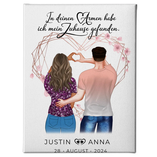 Personalisiertes Leinwand Bild Paare Figuren In Deinen Armen Habe Ich Mein Zuhause Gefunden 1