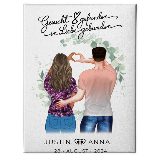 Personalisierte Leinwand für Paare Figuren gesucht & gebunden 1