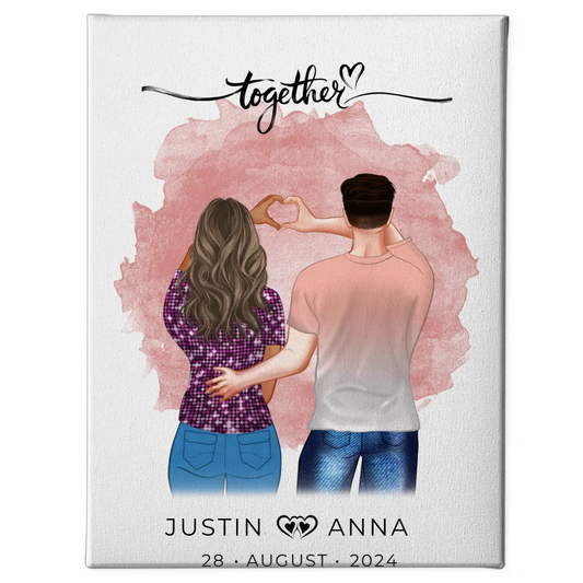 Personalisierte Leinwand für Paare Figuren Together mit Namen 1