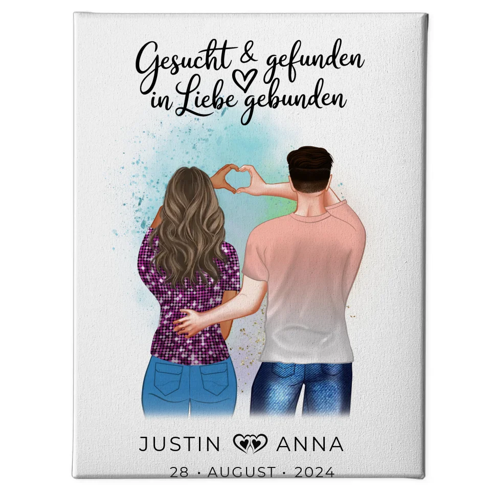 Personalisierte Leinwand für Paare Figuren gesucht in Liebe gebunden 1