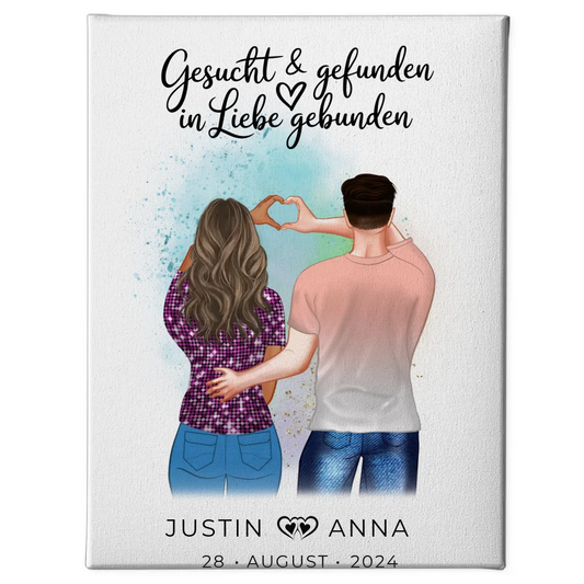 Personalisierte Leinwand für Paare Figuren gesucht in Liebe gebunden 1