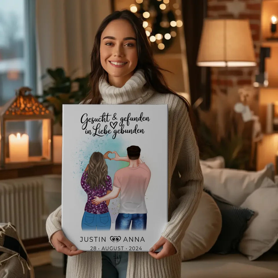 Personalisierte Leinwand für Paare Figuren gesucht in Liebe gebunden 2