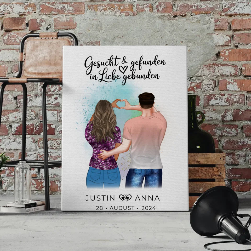 Personalisierte Leinwand für Paare Figuren gesucht in Liebe gebunden 4