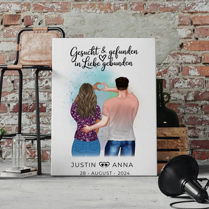 Personalisierte Leinwand für Paare Figuren gesucht in Liebe gebunden 4
