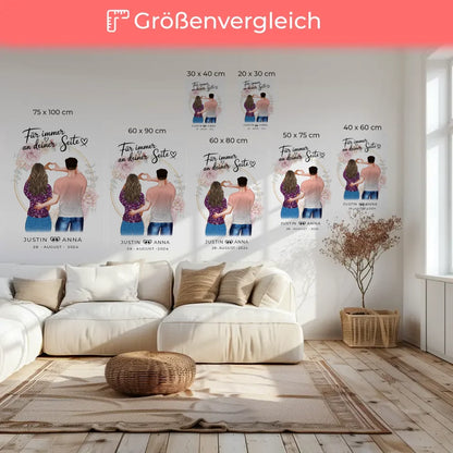 Personalisierte Leinwand für Paare Figuren Für Immer An Deiner Seite