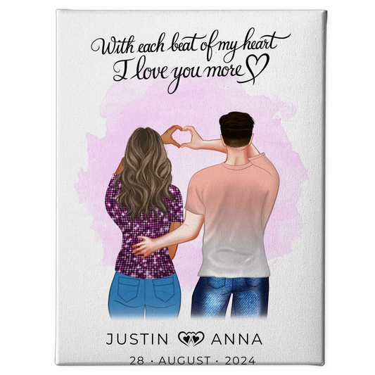 Personalisiertes Leinwandbild Paare Figuren I Love You More 1