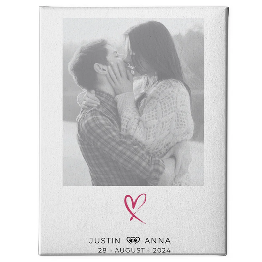 Personalisierte Foto Leinwand Paare mit Namen You & Me Schwarz Weiß 1